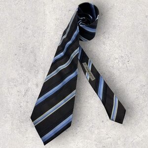 MAYBACH Brown/Blue Striped Silk LUXURY Tie HANDMADE ITALY